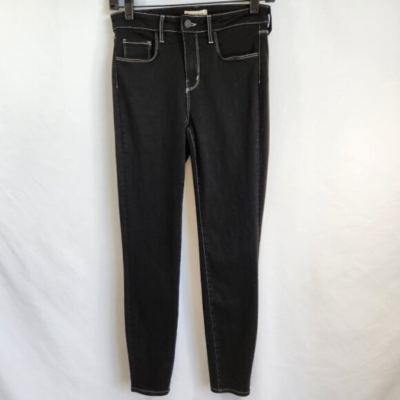 L'AGENCE Margot High-Rise Skinny Jeans, Noir Contrast - Picture 3 of 4
